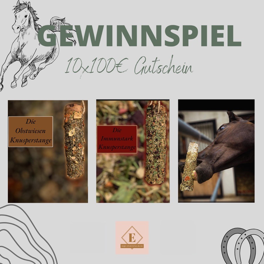 Gewinnspiel mit einem Hersteller von Pferdeleckerlis: 10 Gutscheine zu 100 Euro