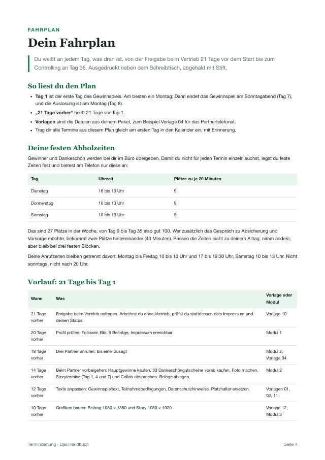 Seite Dein Fahrplan aus dem Handbuch